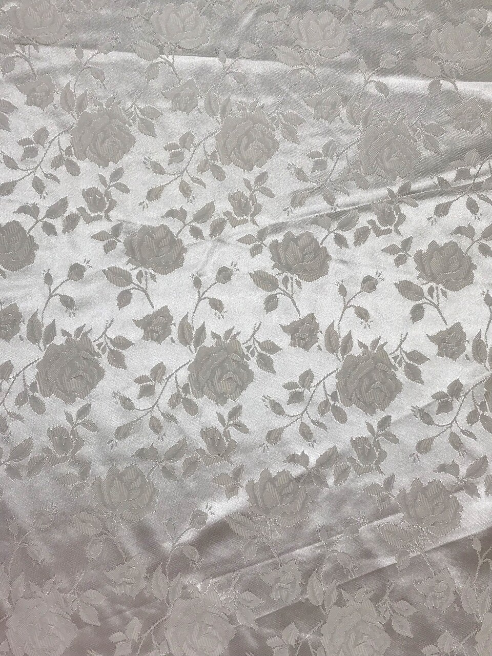 1 Yard Ivory jacquard satin reversible fabric for tablecloth overlays curtains 58/60" inches wide